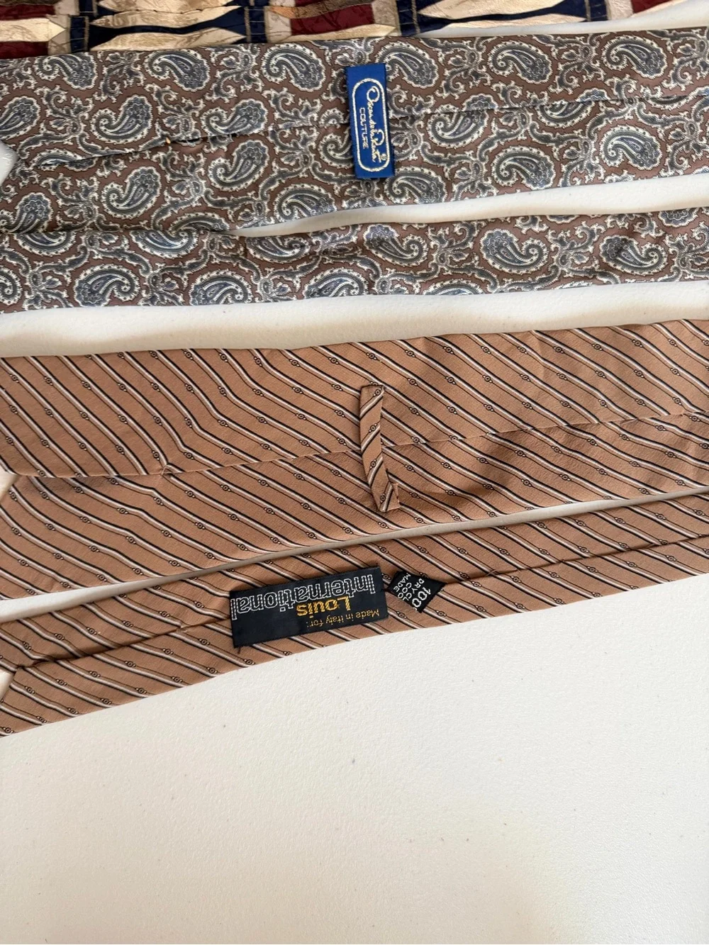Lot of 5 Designer Silk Neckties Zegna Oscar de la Renta Salvatore Gregorio VTG